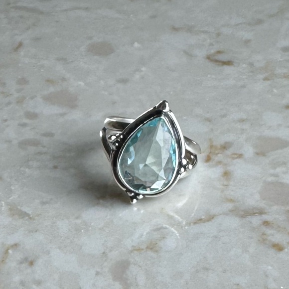 NWOT Sundance Sea Compass Ring Sky Blue Topaz Sterling Silver